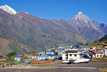 Lukla To Namche Bazaar 06 Plane Ready To Descend Lukla Airstrip